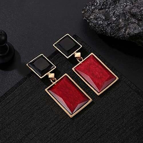 YouBella Jewellery Earrings for women Crystal Handmade Earrings for Girls and Women (Red & Black)