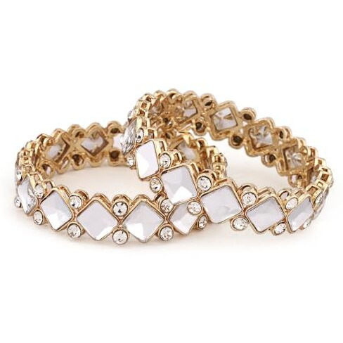 Shining Diva Fashion Latest Stylish Design Traditional Kundan Bangles for Women(14826b_2.6)(Gold)
