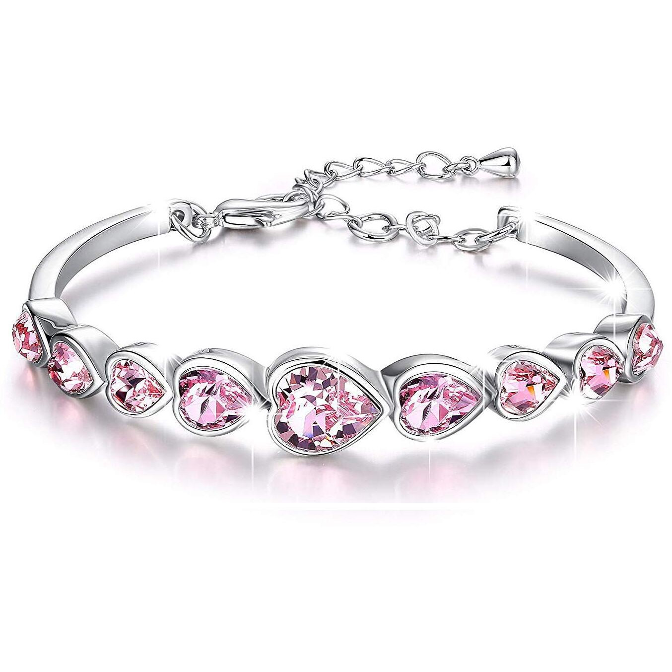 Shining Diva Fashion Pink Stylish Gifts Silver Plated Platinum Plated Austrian Crystal Charm Bracelet for Women (sd8336b)