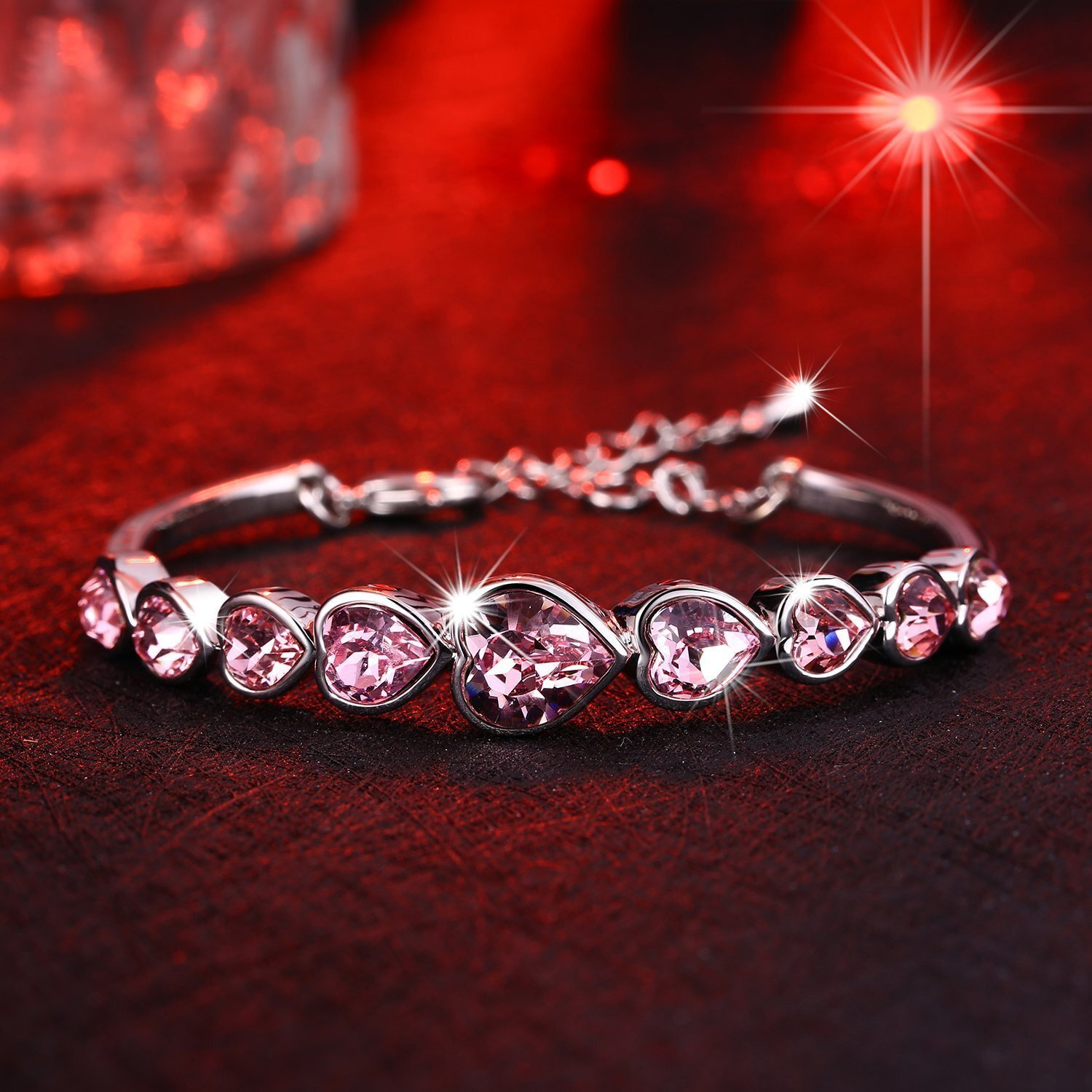 Shining Diva Fashion Pink Stylish Gifts Silver Plated Platinum Plated Austrian Crystal Charm Bracelet for Women (sd8336b)