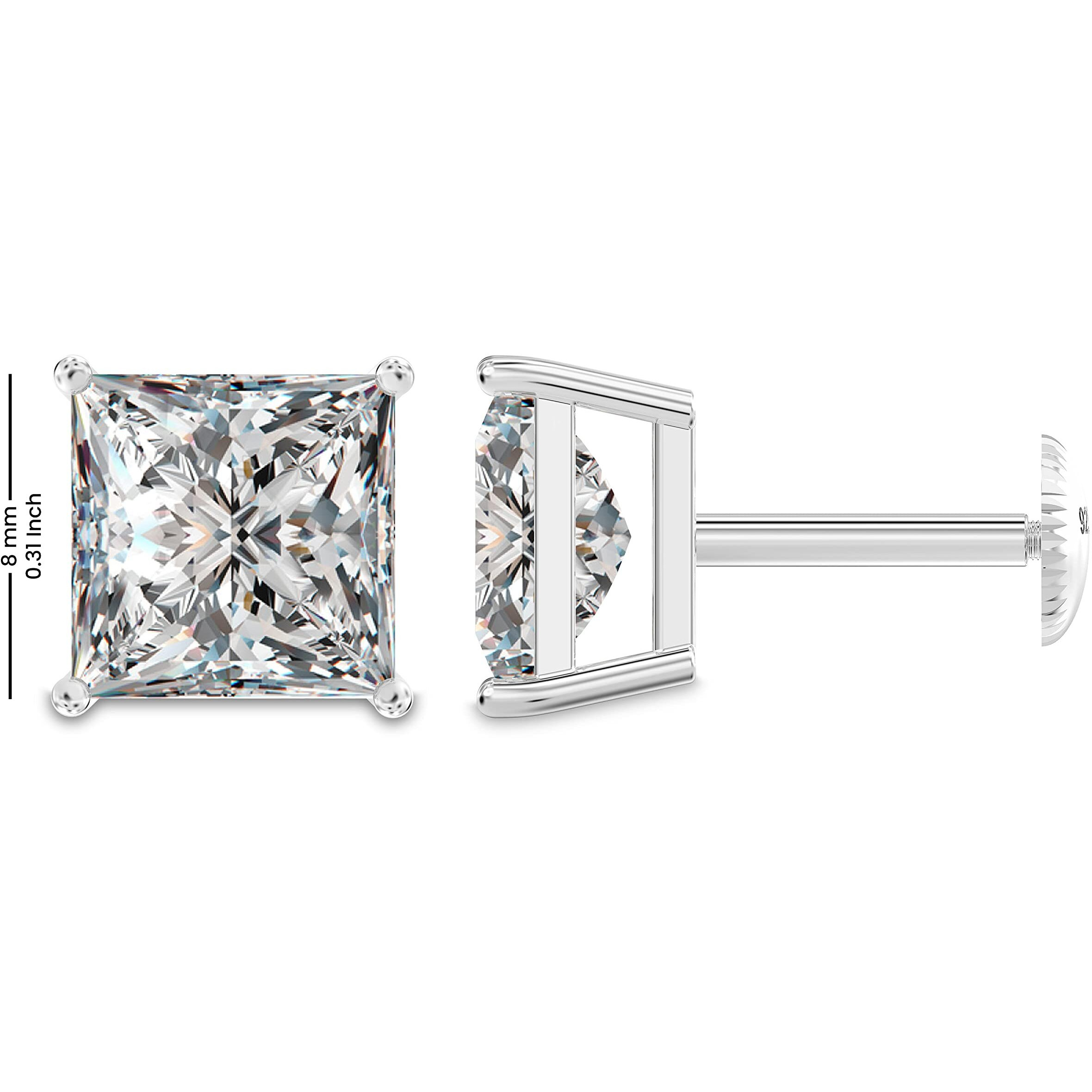 Amazon Brand - Nora Nico 925 Sterling Silver Square Cubic Zirconia Small Stud Earrings for Women Girls- BIS Hallmarked