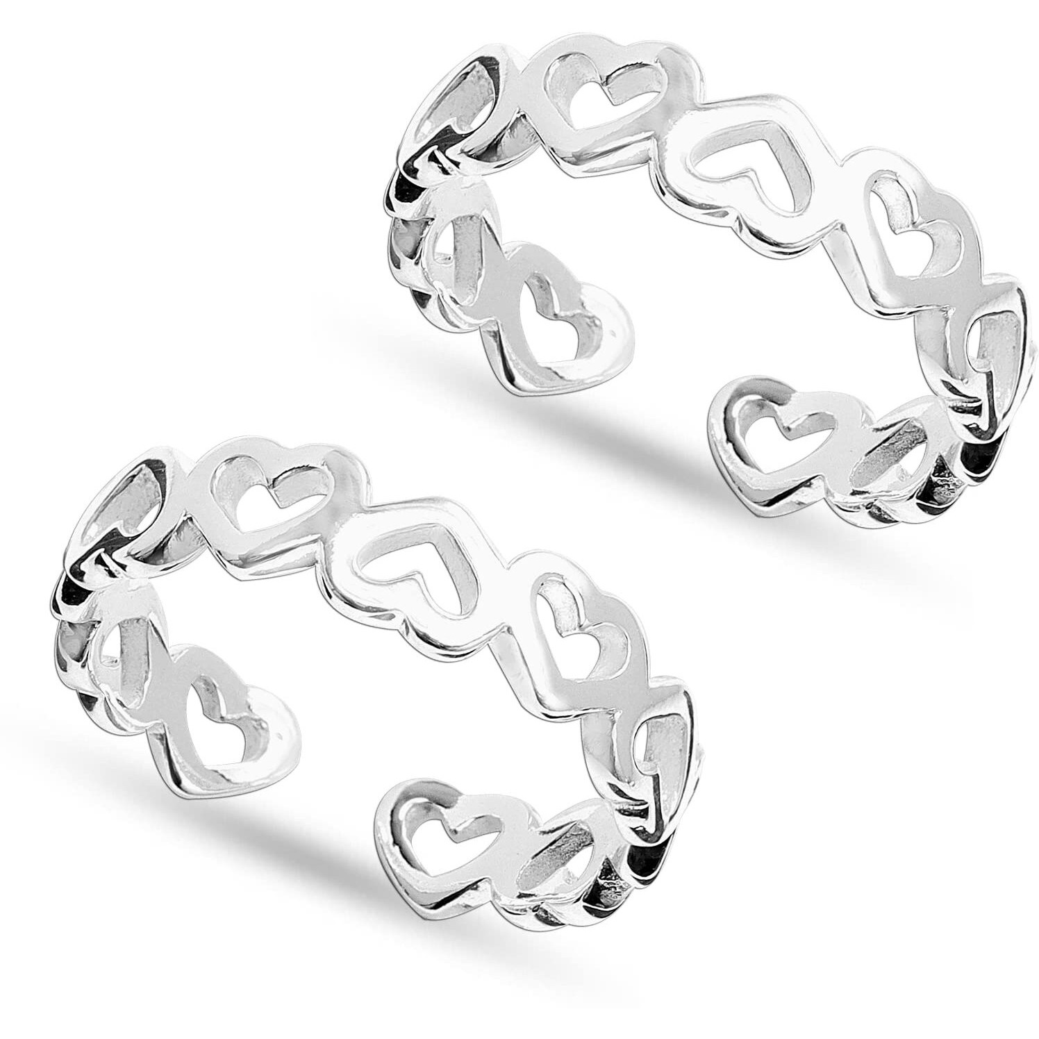 Amazon Brand - Anarva Womens Heart Toe-Ring in 925 Sterling Silver BIS Hallmarked