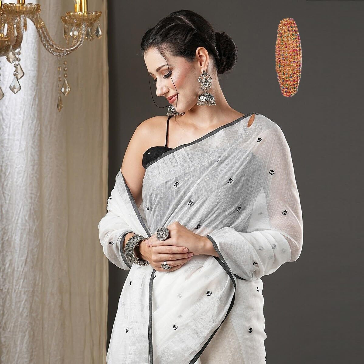 VAMA FASHIONS Handmade Multicolor Stones Saree pin Pleats Pallu Chunri Clips Embroidery Work Safety Sari Pin for Women (Fancy Saree Pin for Pallu)