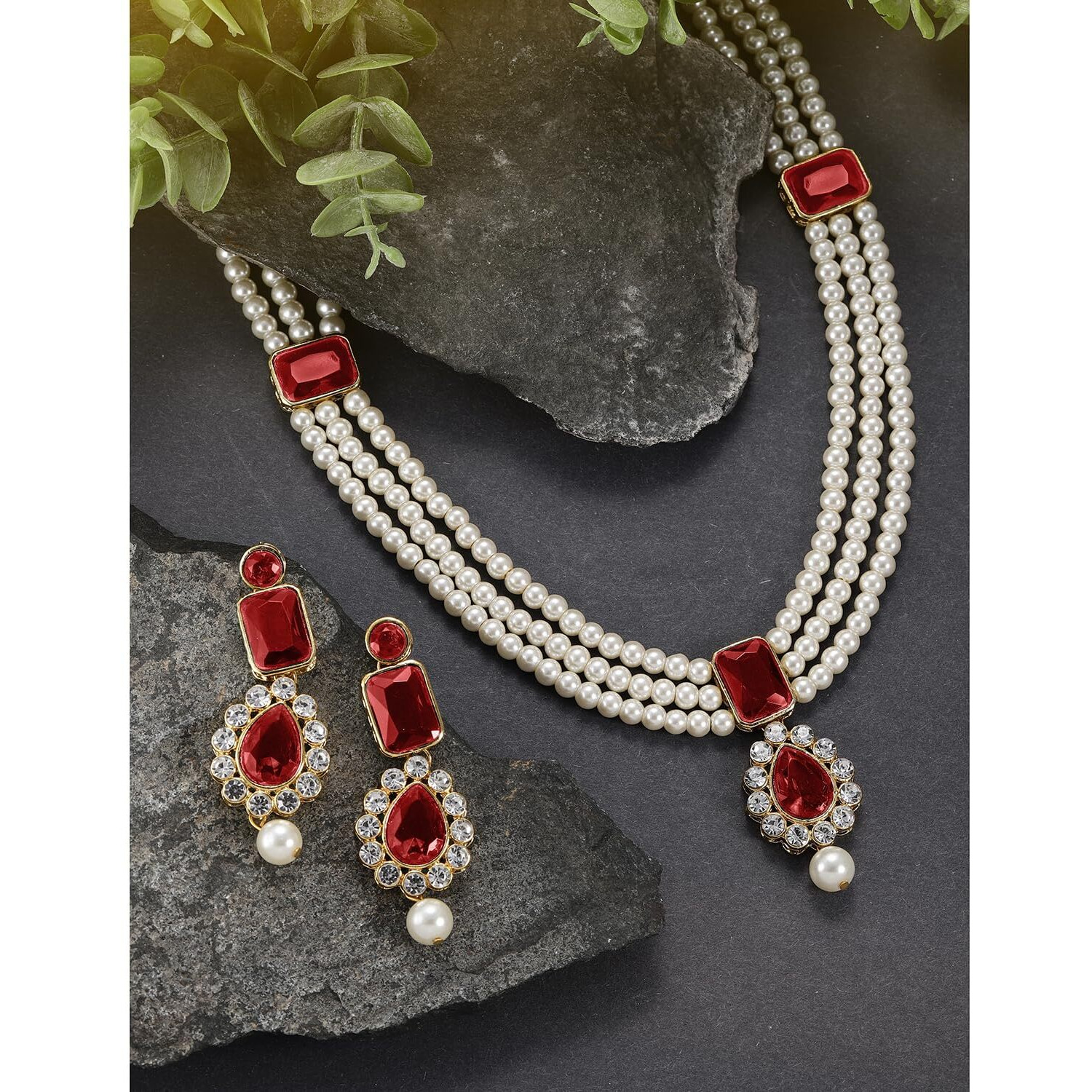 Peora Gold Plated White Kundan Long Necklace Earring Indian Traditional Jewellery Set for Women Girls