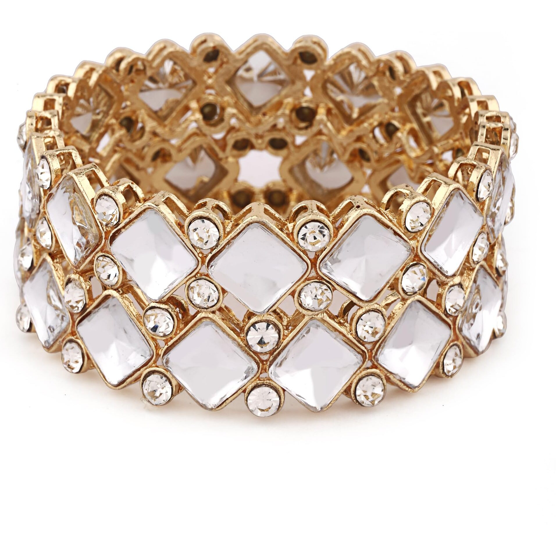 Shining Diva Fashion Latest Stylish Design Traditional Kundan Bangles for Women(14826b_2.4)(Gold)