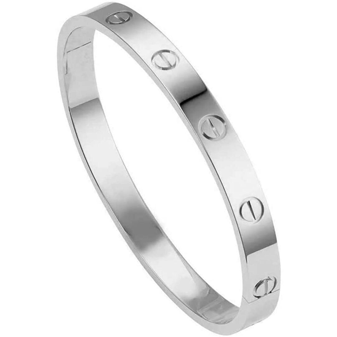 Shining Diva Fashion Latest Stylish Stainless Steel Crystal Gift Bracelet for Women and Girls (15749b)(Silver)