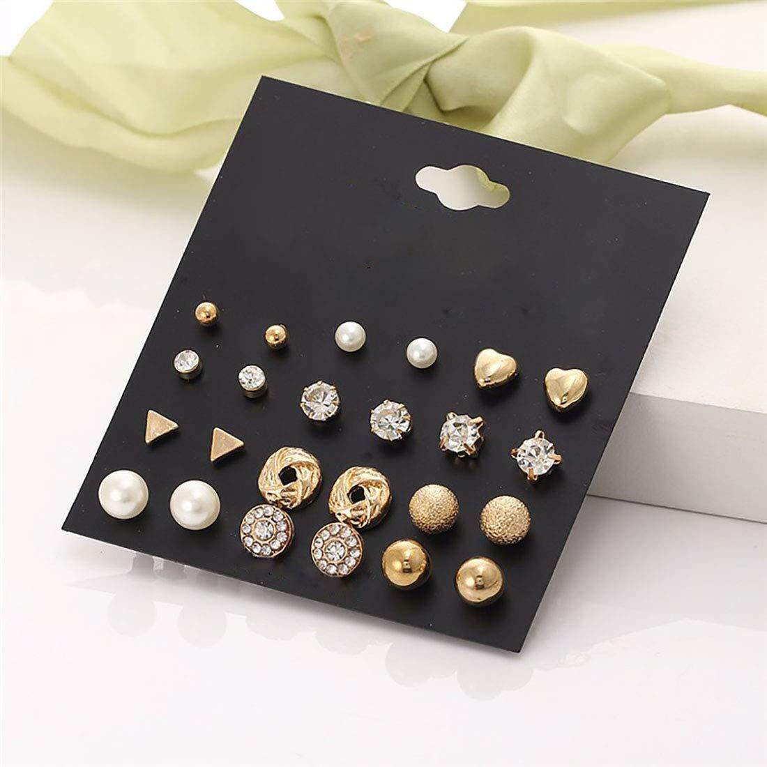 Shining Diva Fashion 10868er Non Precious Base Metal Gold Stud Earrings for Girls - Combo Set of 12 Pairs (10868er)