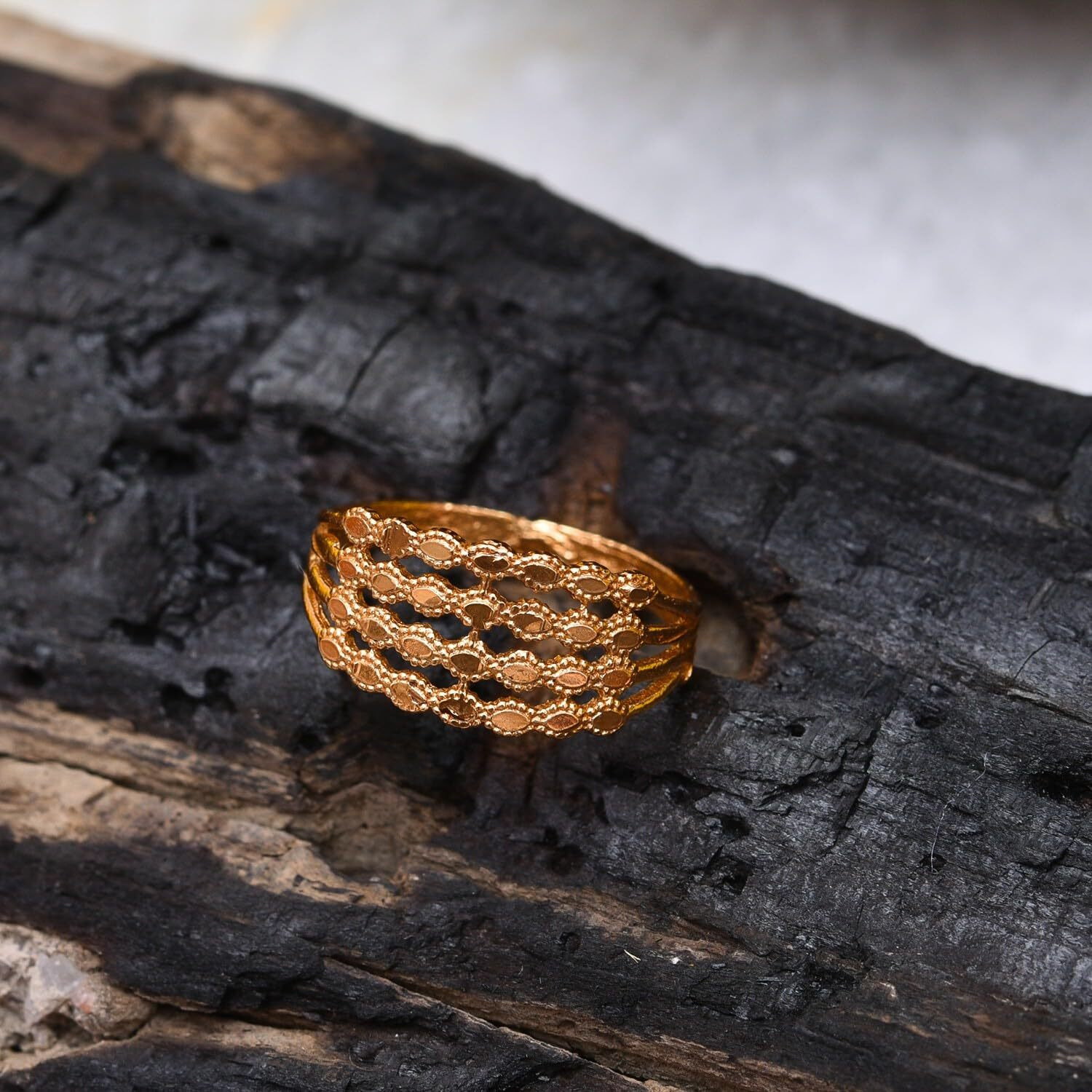 Handicraft Kottage Ethnic 18k Gold Plated Brass Ring for Women And Girls (HK-3Ring Combo_2022-11)