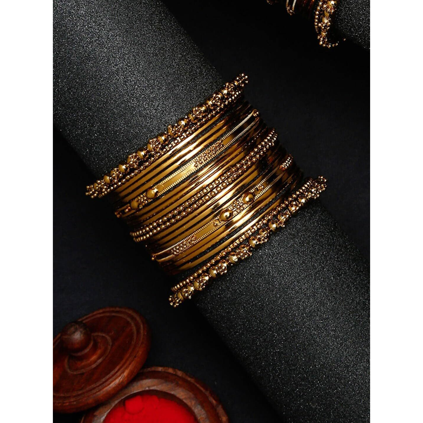 YouBella Antique Look Gold Plated Traditional Bracelet Bangle set for women (2.8)