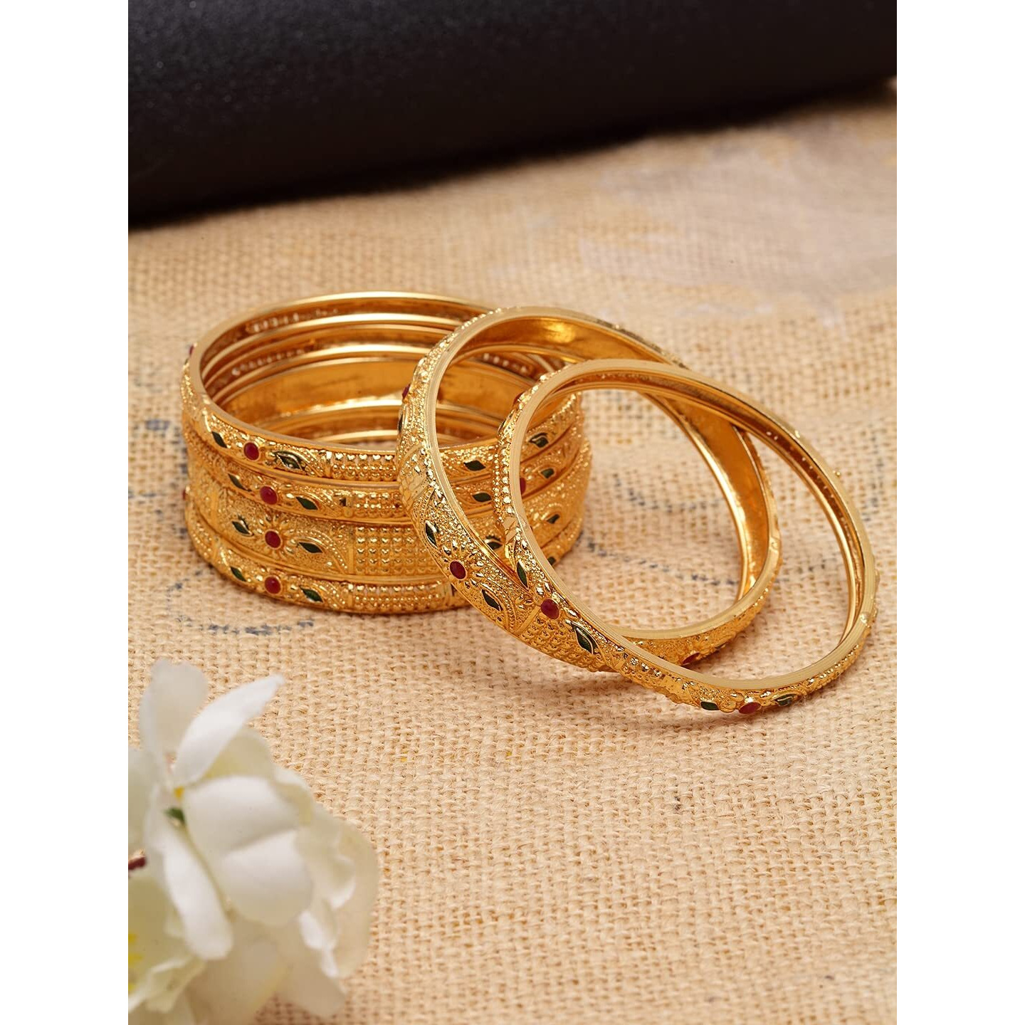 Shining Diva Fashion Set of 6 Latest Traditional Stylish Gold Plated Bangles for Women (Golden) (11792b_2.6)