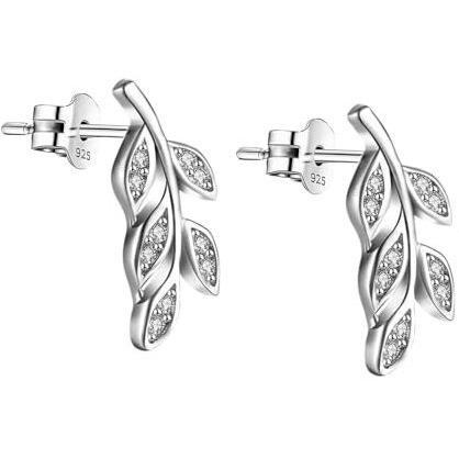 HIGHSPARK 925 Silver Leaf Earrings for Women | 92.5 Sterling Silver & Stunning Shine| Lovely Gift foe Women & Girls - Silver Leaf