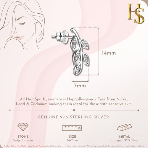 HIGHSPARK 925 Silver Leaf Earrings for Women | 92.5 Sterling Silver & Stunning Shine| Lovely Gift foe Women & Girls - Silver Leaf