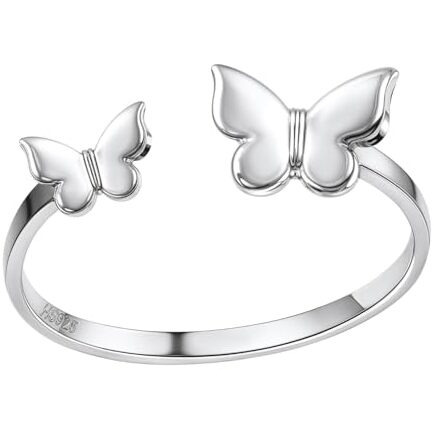 HighSpark 925 Silver Solitaire Rings for Women | Adjustable Contemporary Style | 92.5 Sterling Silver & Diamond Like Brilliance Sparkling Zirconia | Lovely Gift - Butterfly