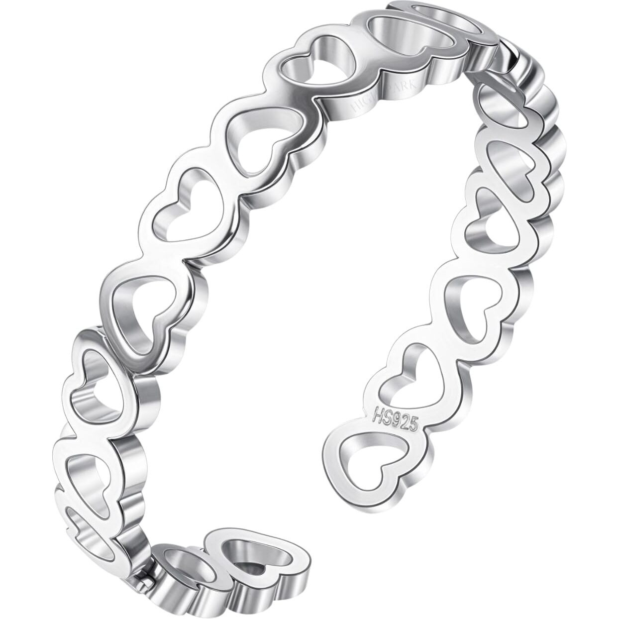 HighSpark 925 Silver Solitaire Rings for Women | Adjustable Contemporary Style | 92.5 Sterling Silver & Diamond Like Brilliance Sparkling Zirconia | Lovely Gift - Open Heart