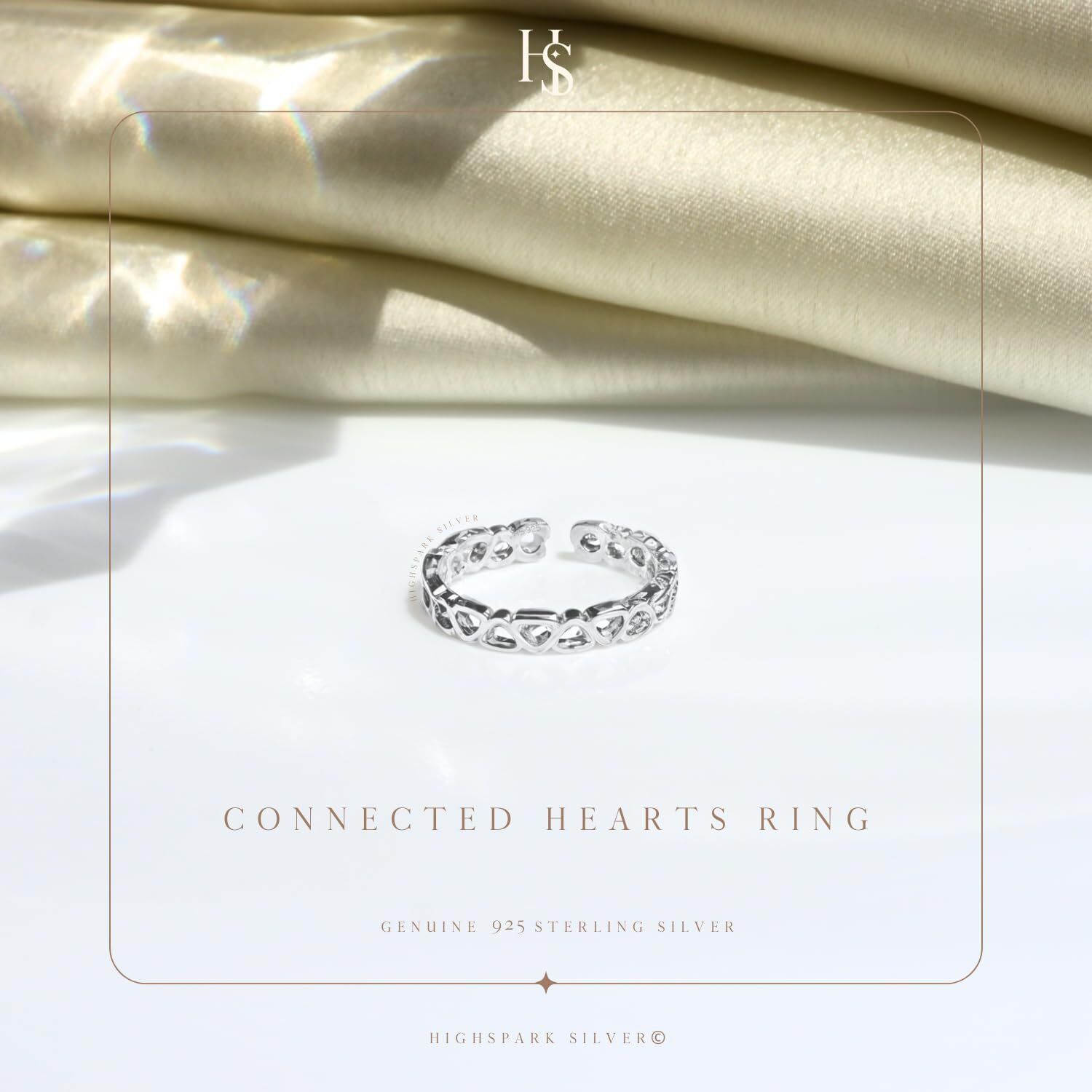 HighSpark 925 Silver Solitaire Rings for Women | Adjustable Contemporary Style | 92.5 Sterling Silver & Diamond Like Brilliance Sparkling Zirconia | Lovely Gift - Open Heart