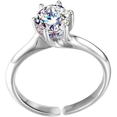 HighSpark 925 Silver Solitaire Rings for Women | Adjustable Contemporary Style | 92.5 Sterling Silver & Diamond Like Brilliance Sparkling Zirconia | Lovely Gift - Martini