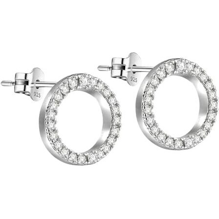 HIGHSPARK 925 Silver Cirlce of Life Earrings | 92.5 Sterling Silver & Stunning Shine| Wholeness & Completeness Circle Earrings | Lovely Gift For Women & Girls - Silver Cirlce