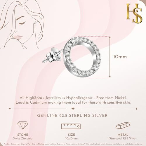 HIGHSPARK 925 Silver Cirlce of Life Earrings | 92.5 Sterling Silver & Stunning Shine| Wholeness & Completeness Circle Earrings | Lovely Gift For Women & Girls - Silver Cirlce
