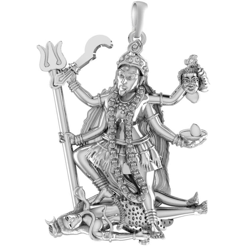 AKSHAT SAPPHIRE Sterling Silver (92.5% purity) Goddess Kali Maa Pendant for Men & Women Pure Silver Lorddess Kali Maa Locket for Good Health & Wealth