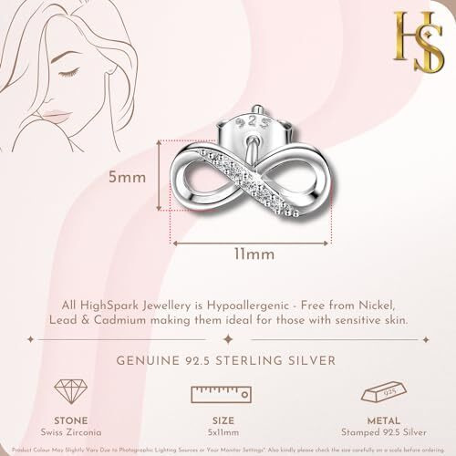 HIGHSPARK 925 Silver Infinity Earrings for Women | 92.5 Sterling Silver & Stunning Shine| Everlasting Endless Love Infinity Earrings | Lovely Gift - Silver Infinity