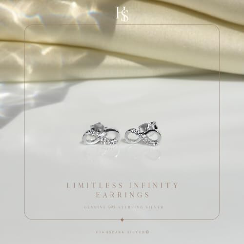 HIGHSPARK 925 Silver Infinity Earrings for Women | 92.5 Sterling Silver & Stunning Shine| Everlasting Endless Love Infinity Earrings | Lovely Gift - Silver Infinity