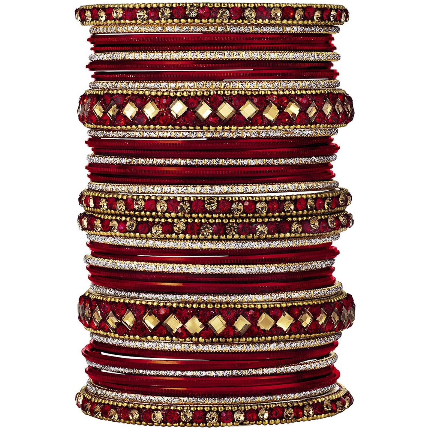 Peora Gold Plated Green Metal Chuda Chura Bangle Set Indian Traditional Bridal Wedding Fashion Jewellery for Women Girls (Size - 2.6)|Rakhi Rakshabandhan Gift for Sister Bhabhi, Gifts for Women