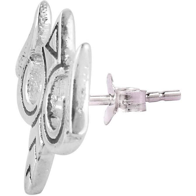 KUKSHYA 925 Pure Silver (Chandi) Trishul Studs/Earring For Men & Boys - 1 Piece