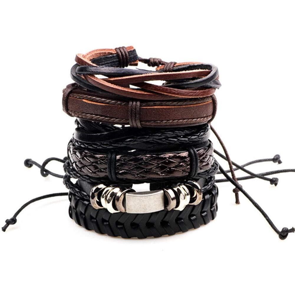 Shining Diva Fashion Stylish Multicolour Multilayer Leather Bracelet for Men (10069b)