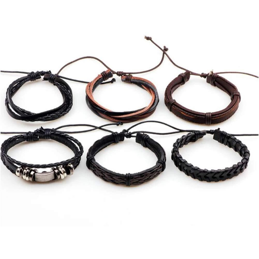 Shining Diva Fashion Stylish Multicolour Multilayer Leather Bracelet for Men (10069b)