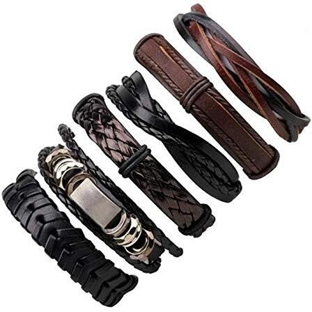 Shining Diva Fashion Stylish Multicolour Multilayer Leather Bracelet for Men (10069b)