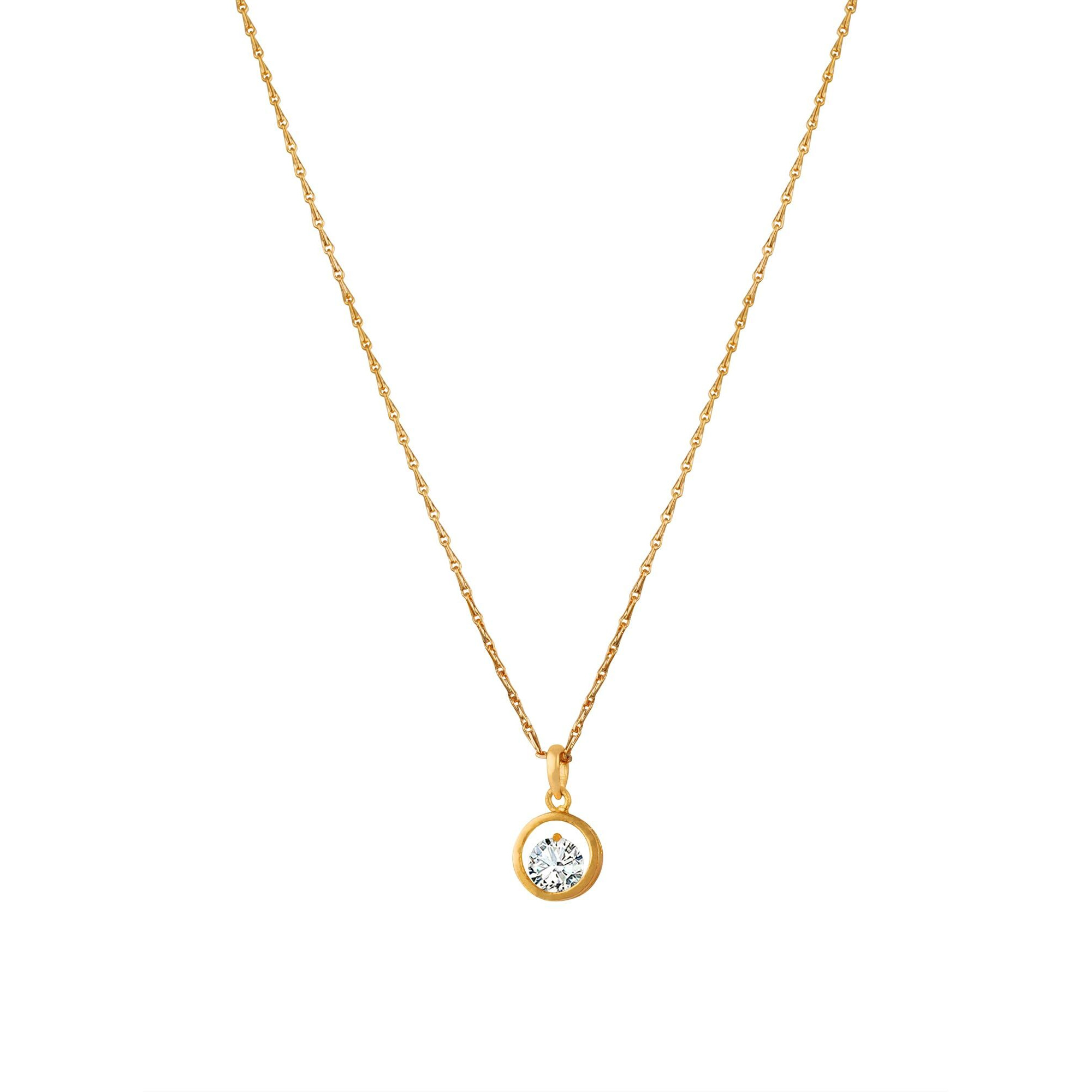 JFL - Jewellery for Less Western Fashion Gold Plated Cubic Zircon Center Solitaire Pendant with Chain for Women and Girls.,Valentine