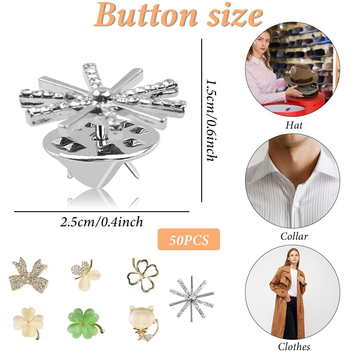 SANNIDHI 7pcs Shirt Brooch for Women Crystal Opal Brooch Pins Four Leaf Clover Cover Up Safety Brooches for Shawl, Sweater, Dress, Hat, Bag Decor