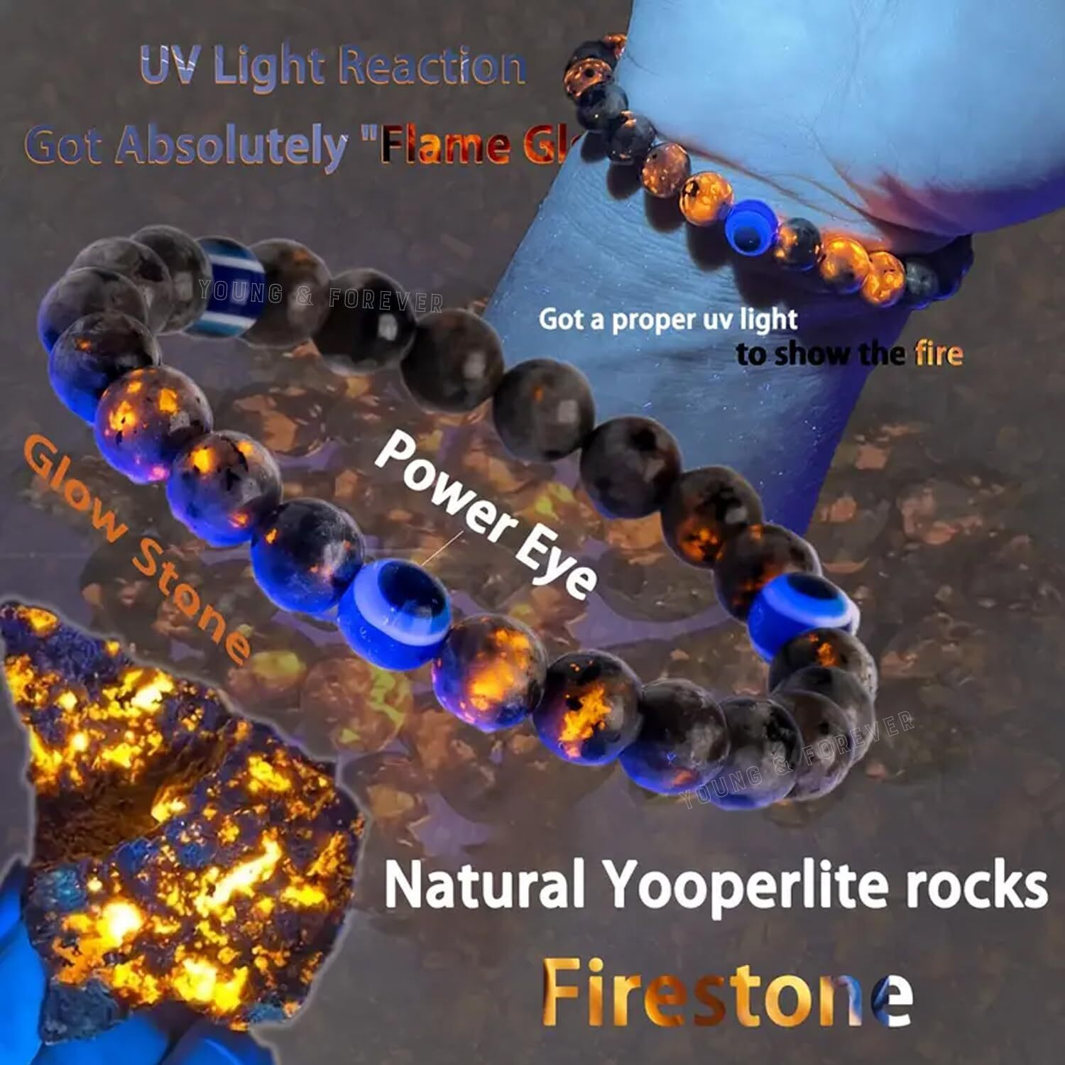 Young & Forever Evil Eye Original Nazariya Bead Yooperlite Beads Women Bracelet for Men Nazar Hand Bracelets Accessories Woman Girls