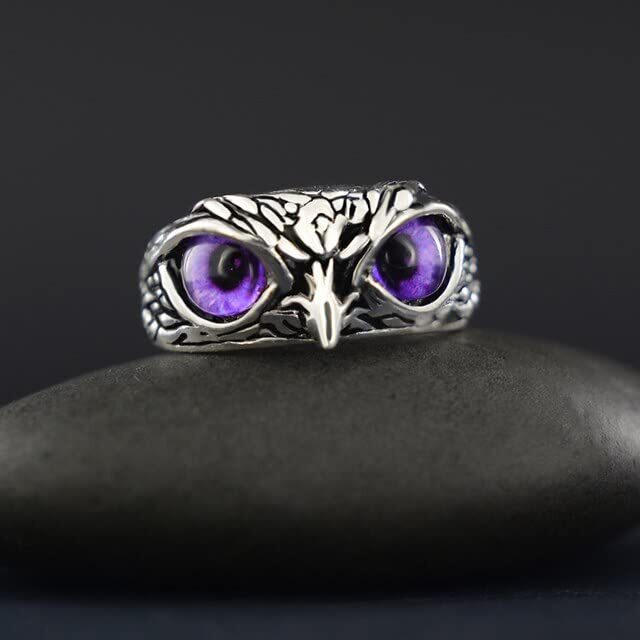 Fashion Frill Mens Jewellery Silver Ring For Boys Stainless Steel Adjustable Finger Rings for Men and Boys Accessories Jewellery for Men | Birthday Gift for Men and Boys (Purple)