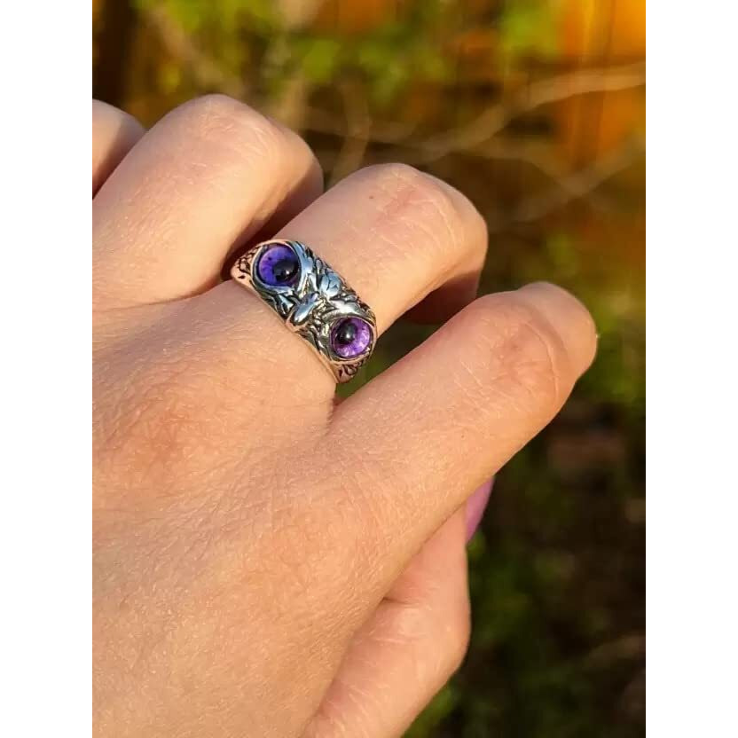 Fashion Frill Mens Jewellery Silver Ring For Boys Stainless Steel Adjustable Finger Rings for Men and Boys Accessories Jewellery for Men | Birthday Gift for Men and Boys (Purple)