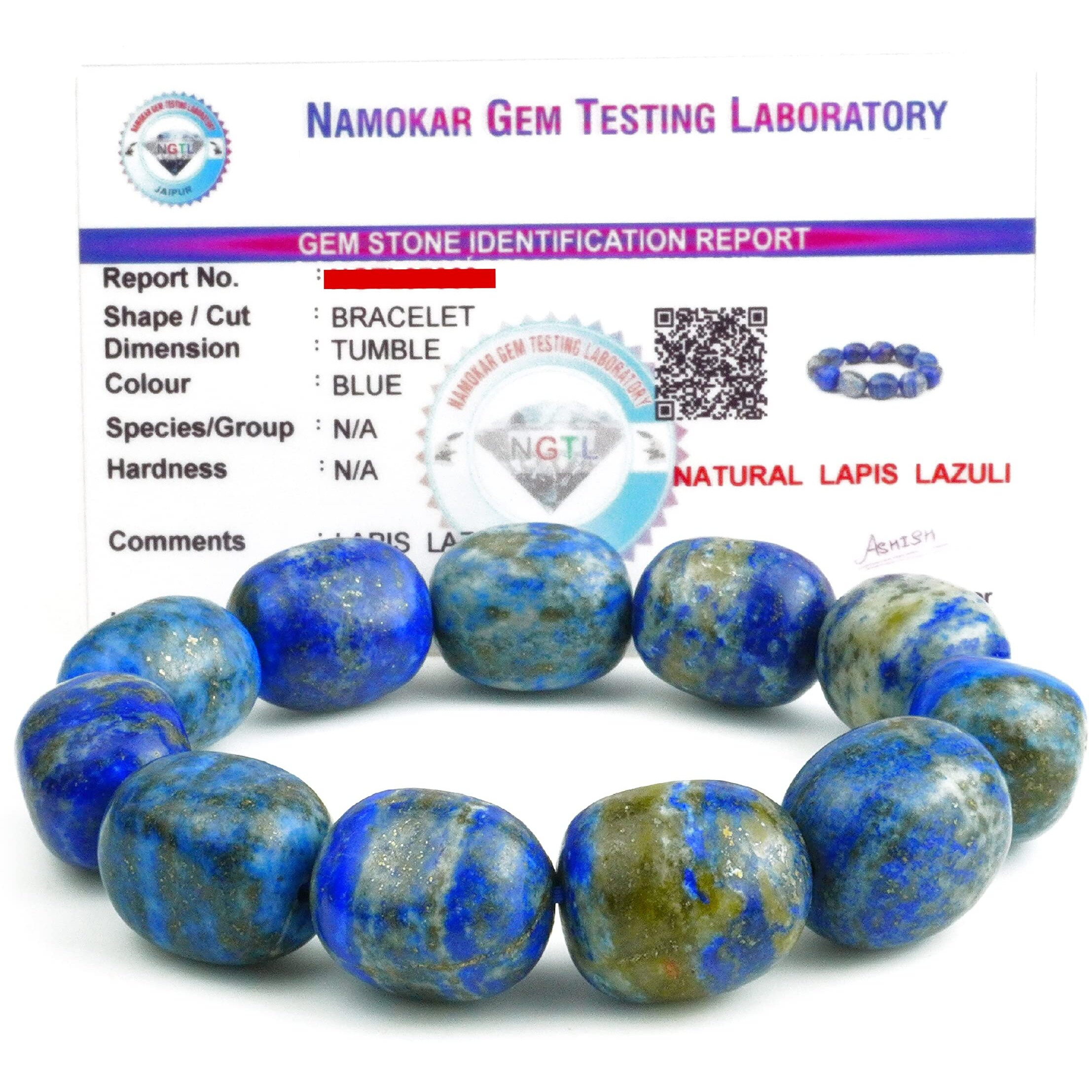 REMEDYWALA Charged Energized Certified Natural Lapis Lazuli Bracelet For Reiki, Balance Chakra, Positive Energy, Healing | Lapis Lazuli Bracelet For Unisex Adult