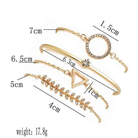 Shining Diva Fashion Womens Set of 4 Non Precious Metal Base Metal Stylish Multilayer Crystal and Cubic Zirconia Bangle Charm Bracelet - Golden (10712b)