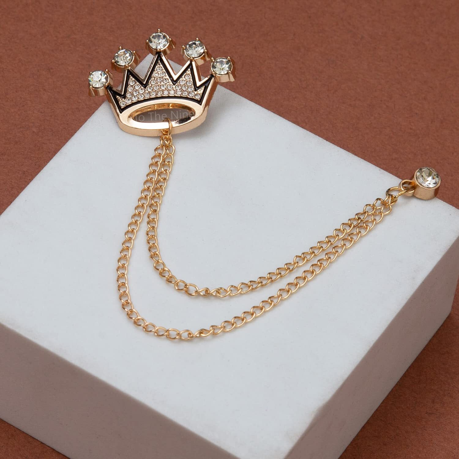 To The Nines Golden Crown Brooch