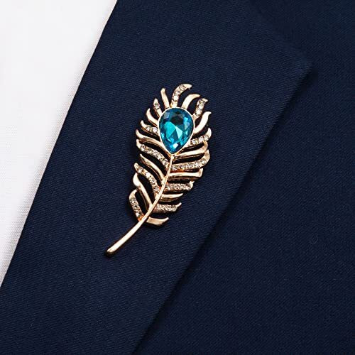 VIBHAVARI Gold Mens Lapel Pin (Fthrblstn_Free Size)