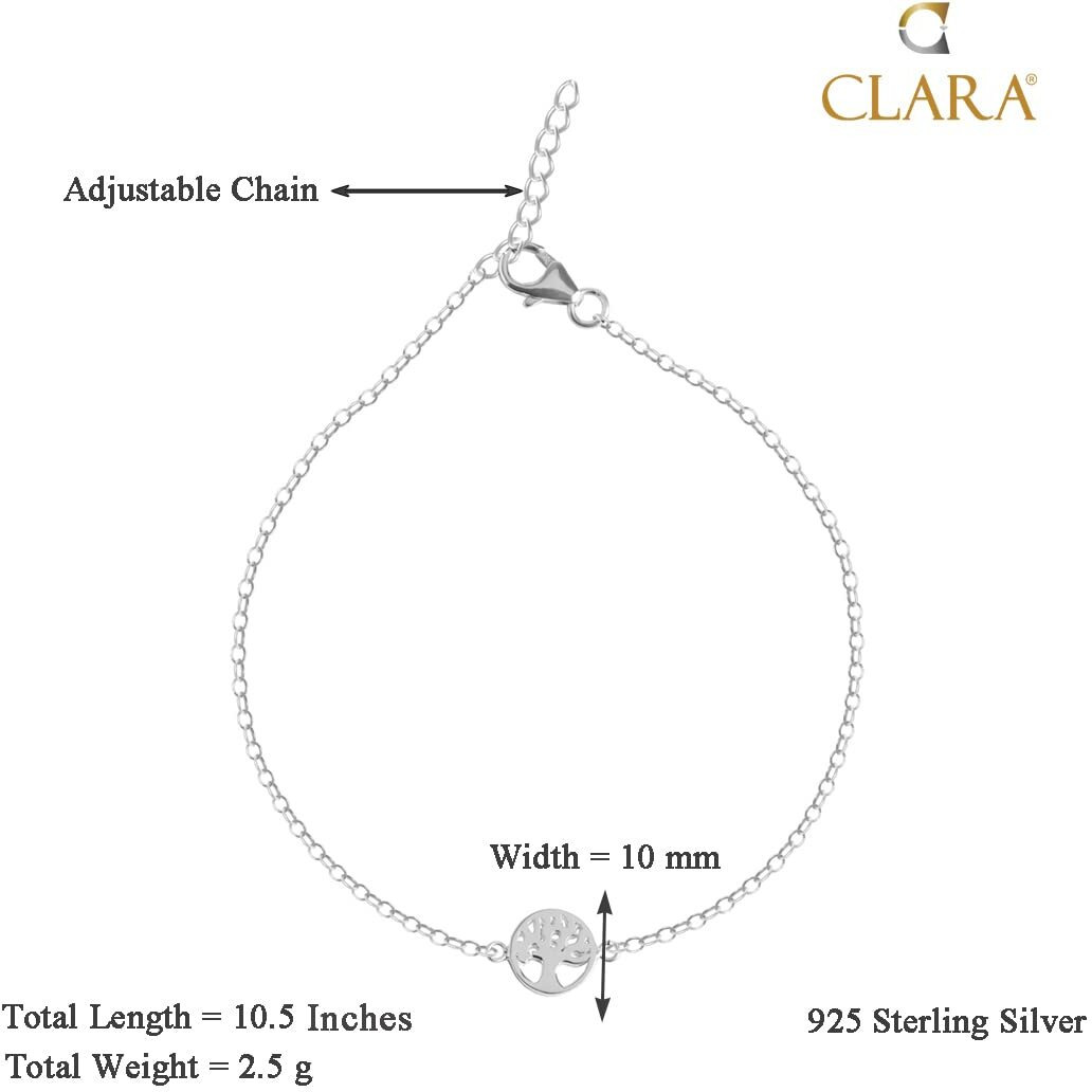 Clara 925 Sterling Silver Tree of Life Anklet Payal (Single) | Adjustable Chain | Gift for Women and Girls