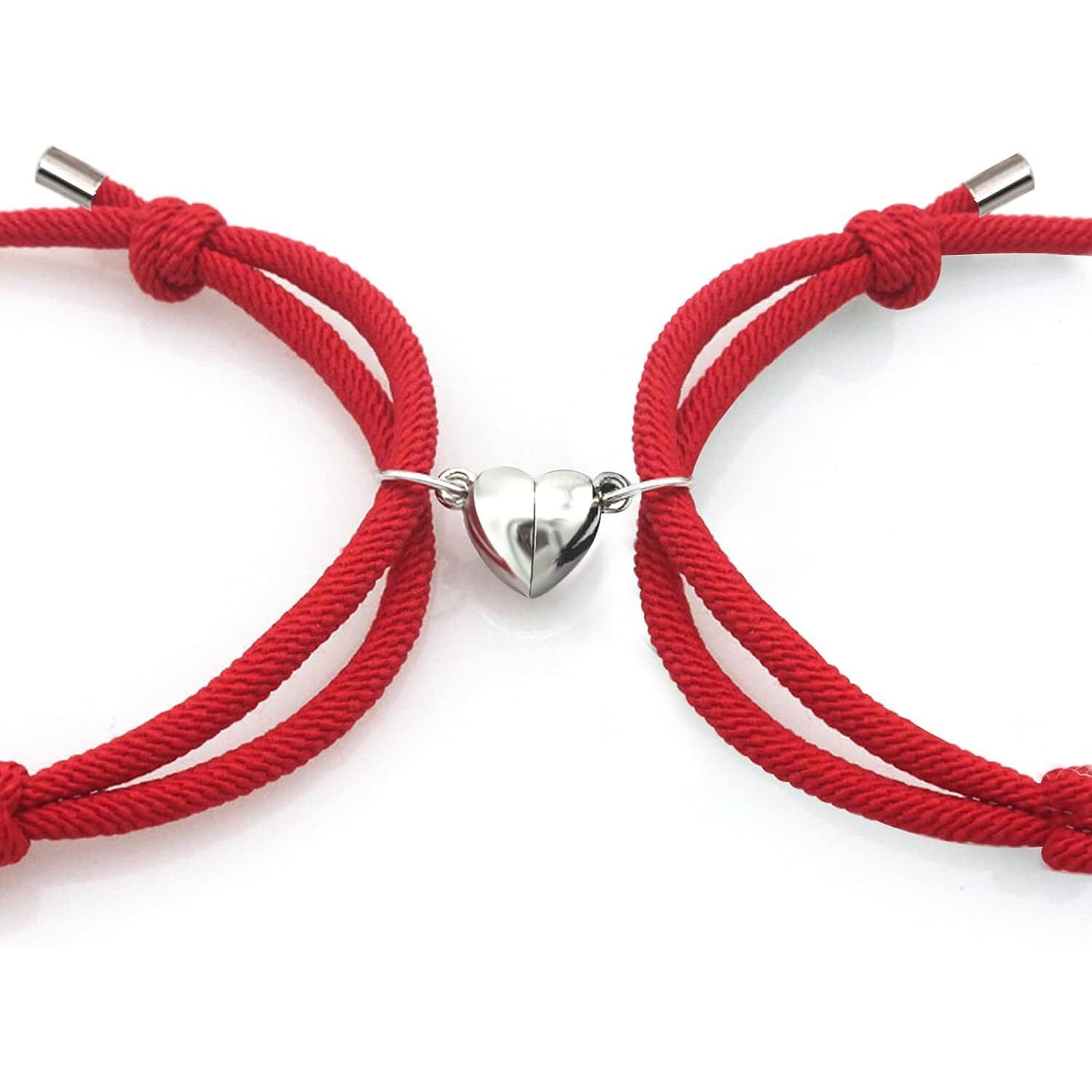 Shining Diva Fashion 2pcs Couple Bracelets for Women Men Boys Girls, Magnetic Bracelets for Couples, Matching Heart Bracelets, Valentine Gift for Girlfriend Boyfriend Best Friend (Red) (rrsd15573b)