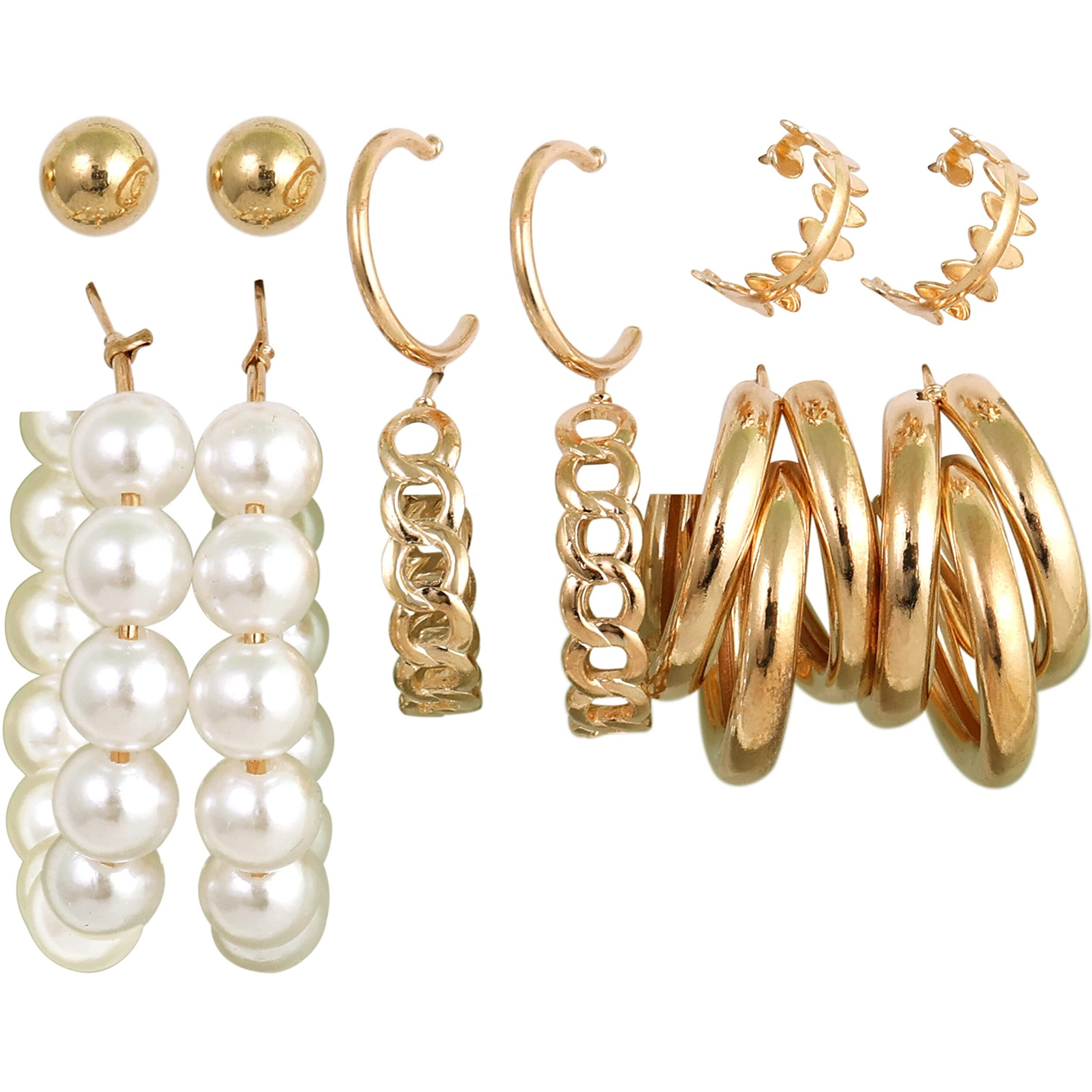 Fashion Frill Womens Jewellery Earrings For Women Pearl Geometric Gold Plated Stud & Drop Earrings For Women Girls Western Stylish Latest Fancy Earrings Set Combo