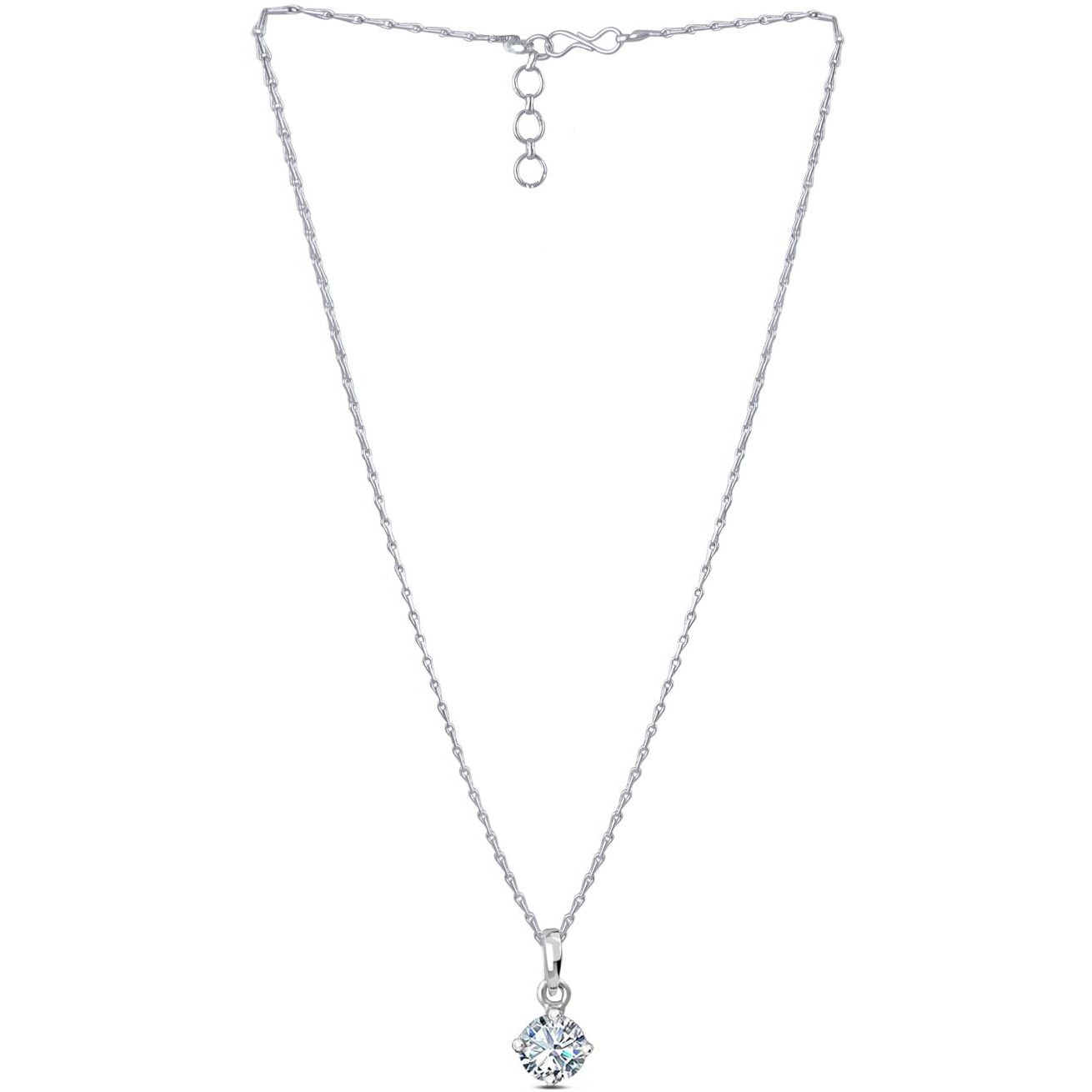 JFL - Jewellery for Less Fashion Silver Plated Solitaire Modern Cz American Diamond Pendant for Women & Girls.,Valentine