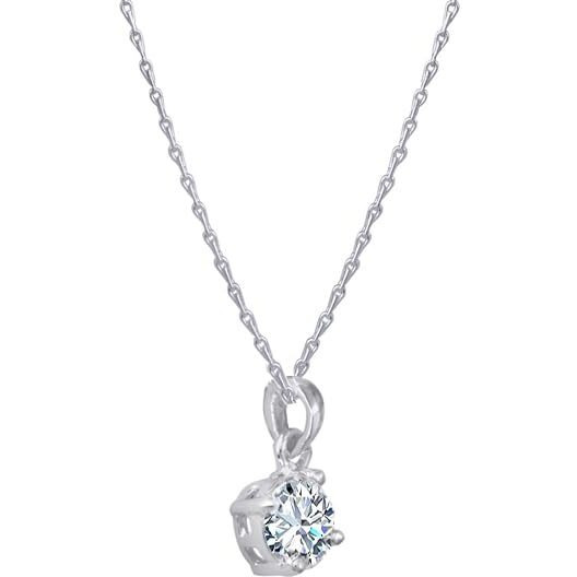 JFL - Jewellery for Less Fashion Silver Plated Solitaire Modern Cz American Diamond Pendant for Women & Girls.,Valentine