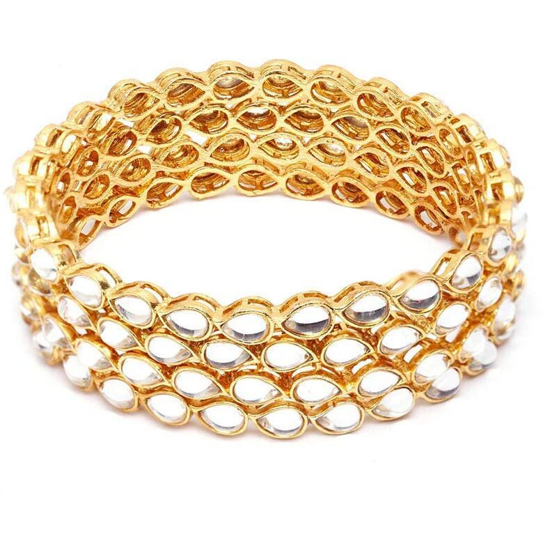 Shining Diva Fashion Latest Traditional Kundan Bangles for Women, white, 2.4, 11331b_2.4