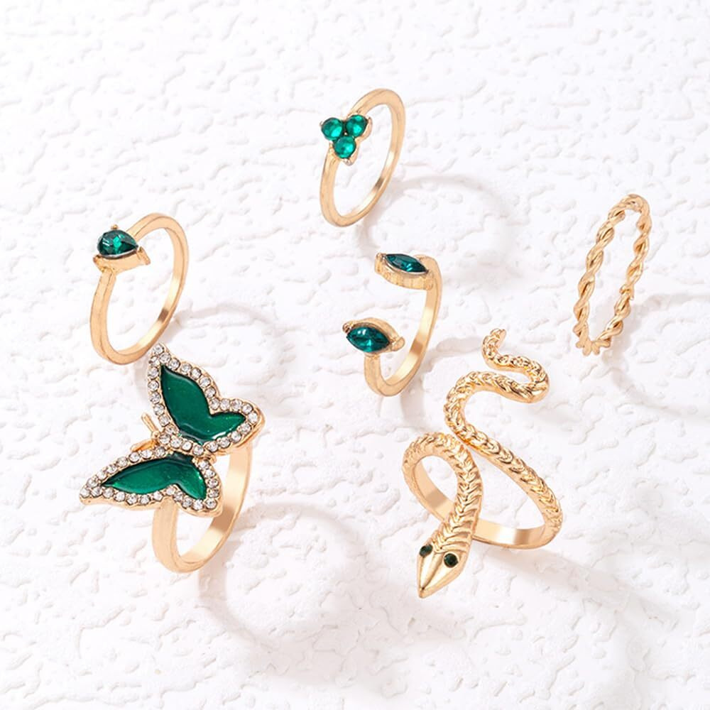 Shining Diva Fashion Stylish Rings for Women and Girls - Set of 6 (Green)(rrsd15151r)