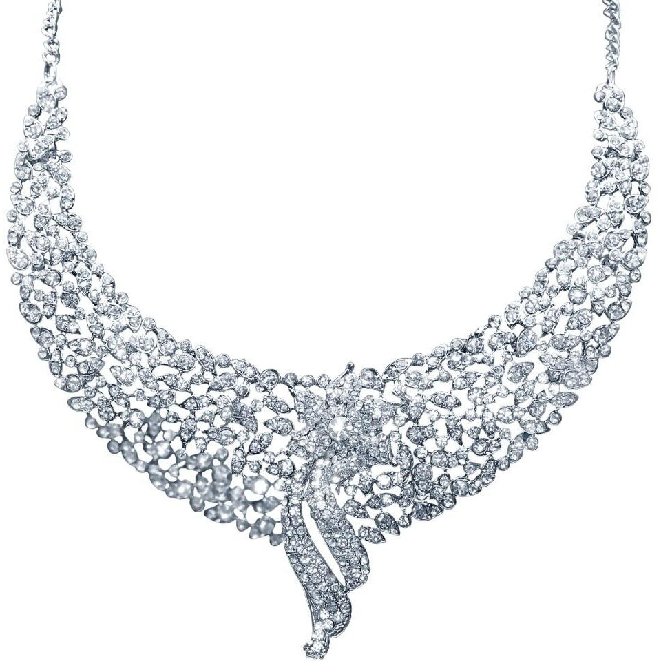Sukkhi Sleek Rhodium plated AD Stone Necklace Set for Women
