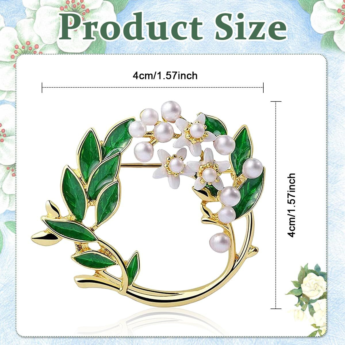 SANNIDHI Brooch for Women Enamel Alloy Gardenia Saree Brooch Pin Elegant Pearl Floral Suit Brooch for Blouse, Dress, Blazer, Scarf - with Gift Box