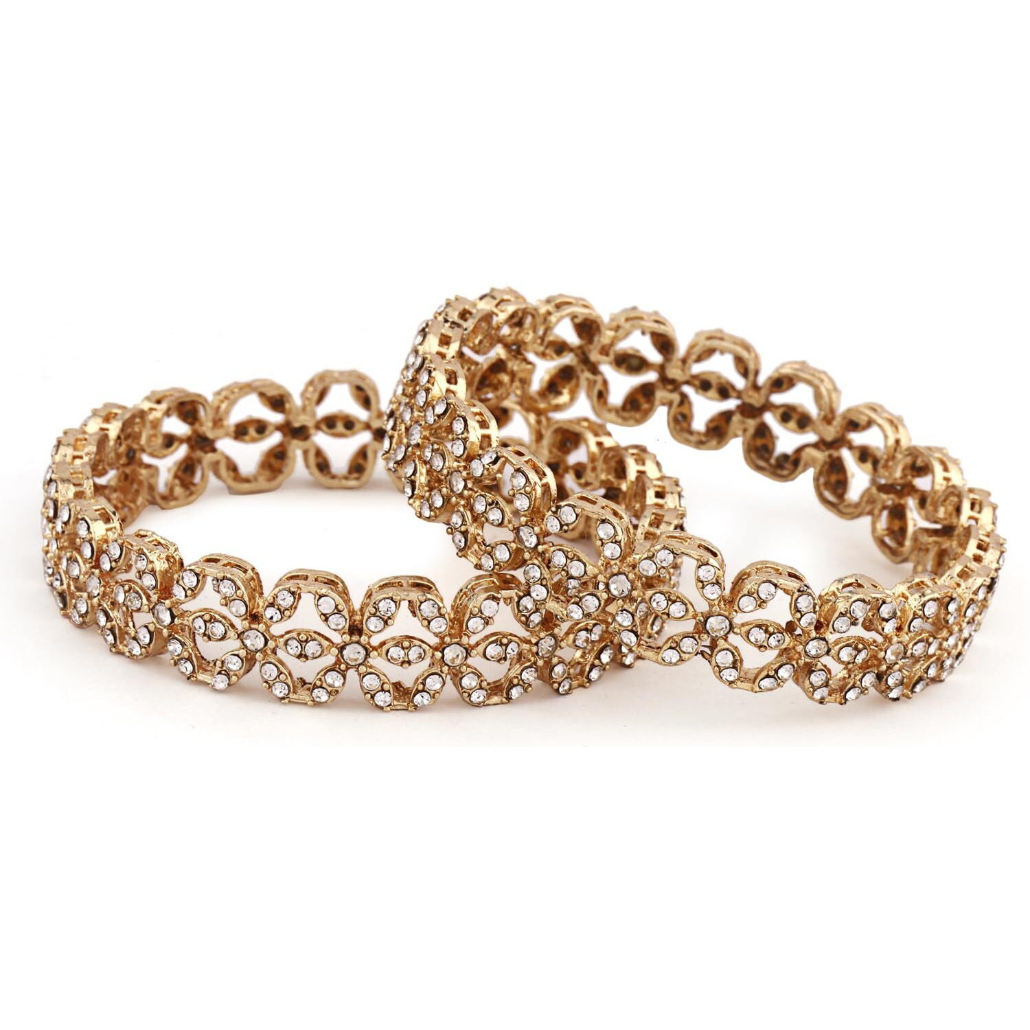 Shining Diva Fashion Latest Stylish Design Traditional Kundan Bangles for Women(14823b_2.4)(Gold)