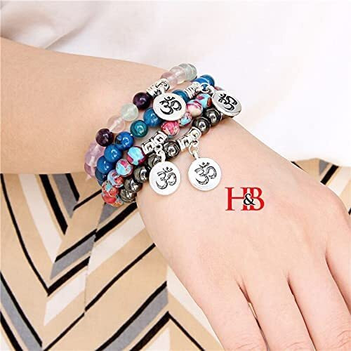 Hot And Bold Sacred Aum/Om Natural Stone Healing Bracelet Handcrafted Elegance With Certificate Of Authenticity For Unisex Adult